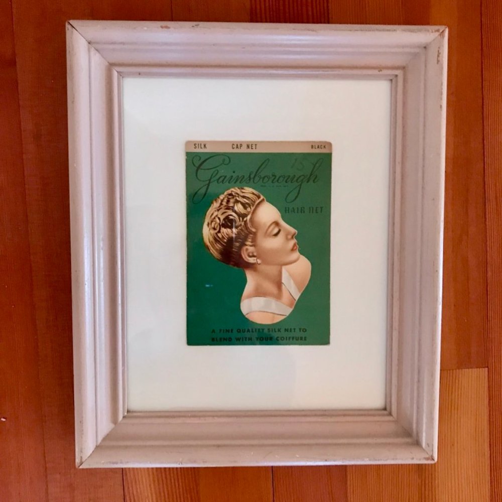 Shabby Chic 1930's Silk Hair Net Framed Femme
